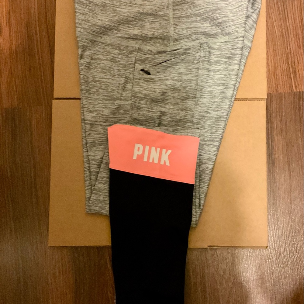 PINK Victoria's Secret Women Gray Peach Black Leggings